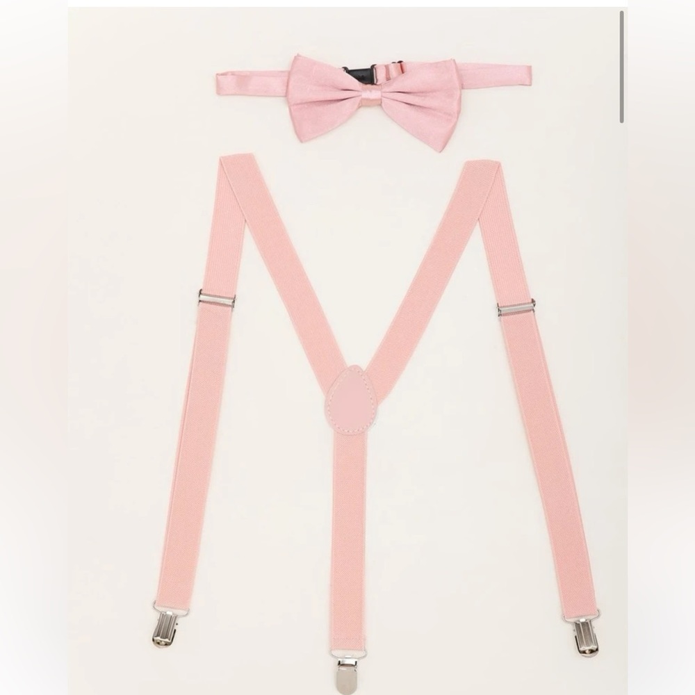 Dusty Pink Bow Tie and Suspenders